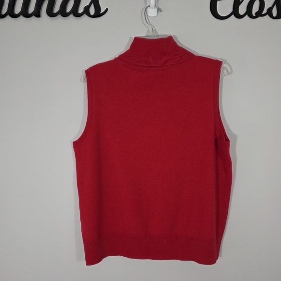 Antonio Melani 100% Cashmere Red Sleeveless Turtleneck Sweater Vest Sz Large NWT - Picture 5 of 9